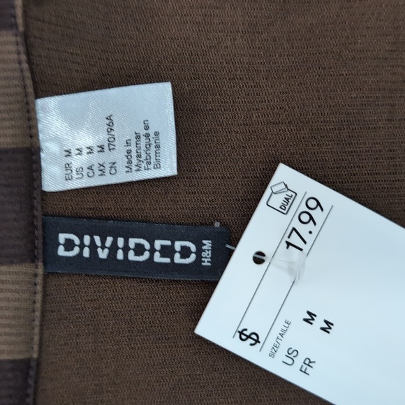 🆕️ H&M Crop Brown check long sleeve zip up Sz M NWT - Picture 8 of 10